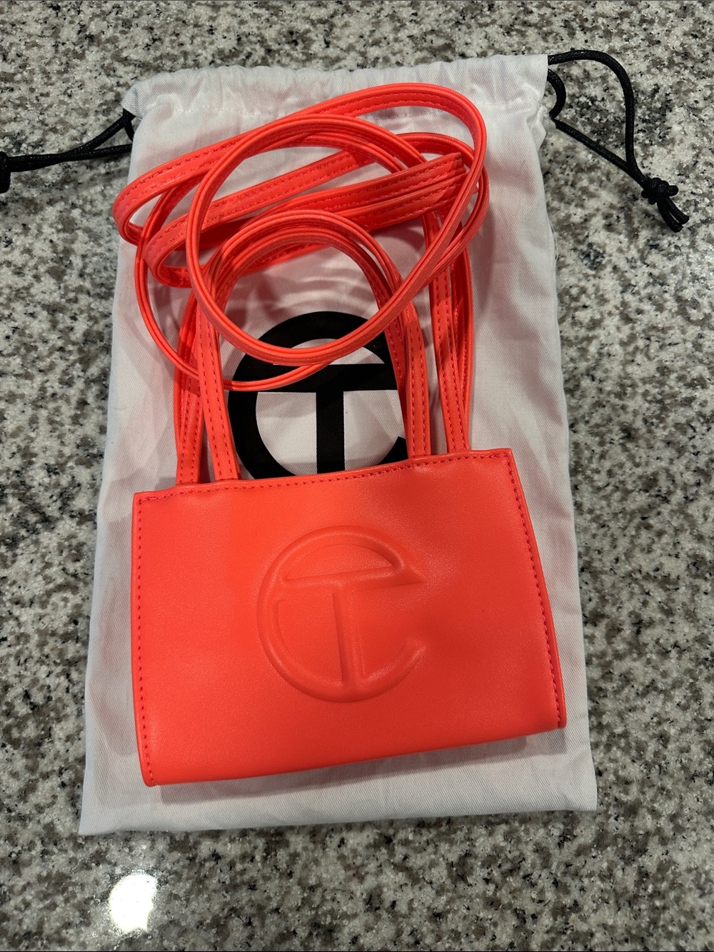 Telfar Neon Coral Mini Shopper Crossbody Bag